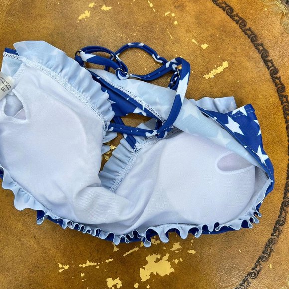 Shein girls blue with stars Bikini top size 11/12Y - Picture 4 of 5